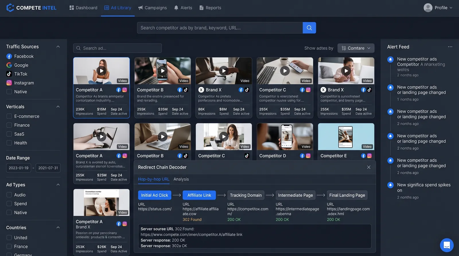 Competitive Intelligence Platform interface